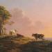Cows and a Tree on the Crest of a Hill against a Sunset